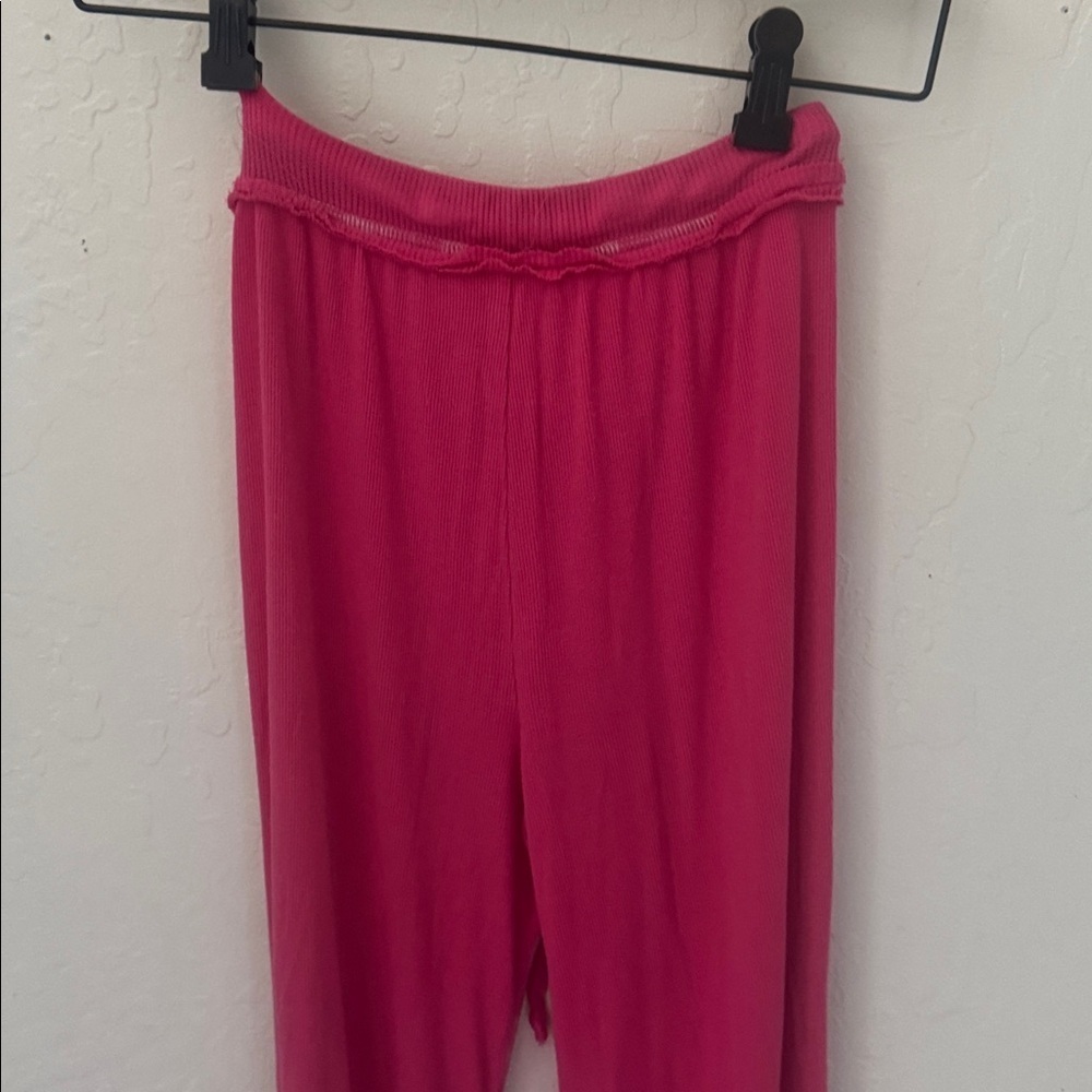 Urban Outfitters Sweet Dreams Pink Waffle Open Slit Ankle Lounge Pants XS - Picture 3 of 5
